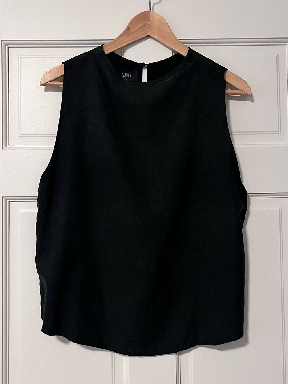 KAAREM Petal top S blue black silk shell